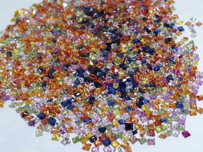 2.5mm multi sapphire princess cut lot, photo 1