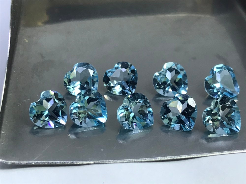 7mm Heartshape Top Quality Sky Blue  Topaz Super Fine Cut