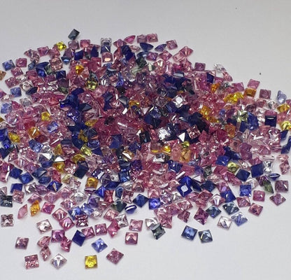 2mm multi sapphire princess cut lot, photo 1