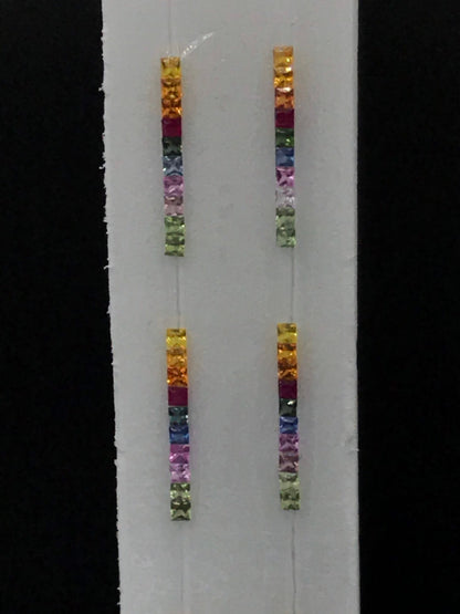 2.7mm princess-cut rainbow sapphire ring set, photo 1