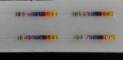 2.7mm princess-cut rainbow sapphire ring set, photo 2