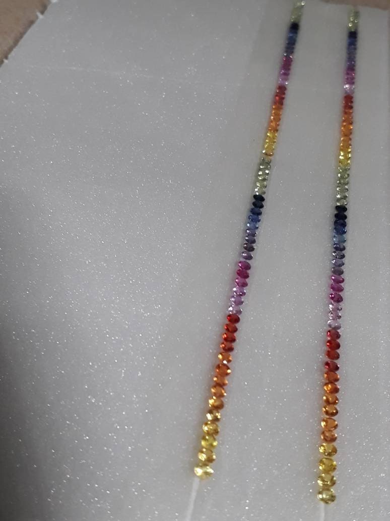 2.5mm Rounds Rainbow Sapphires Tennis Bracelet loose stones sets Beautiful Desing