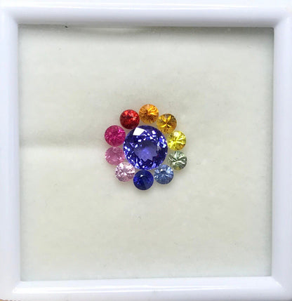 tanzanite center rainbow sapphire ring set, photo 1