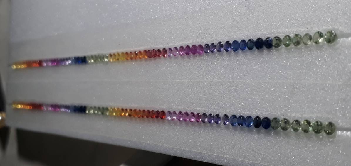 2.5mm Rounds Rainbow Sapphires Tennis Bracelet loose stones sets Beautiful Desing