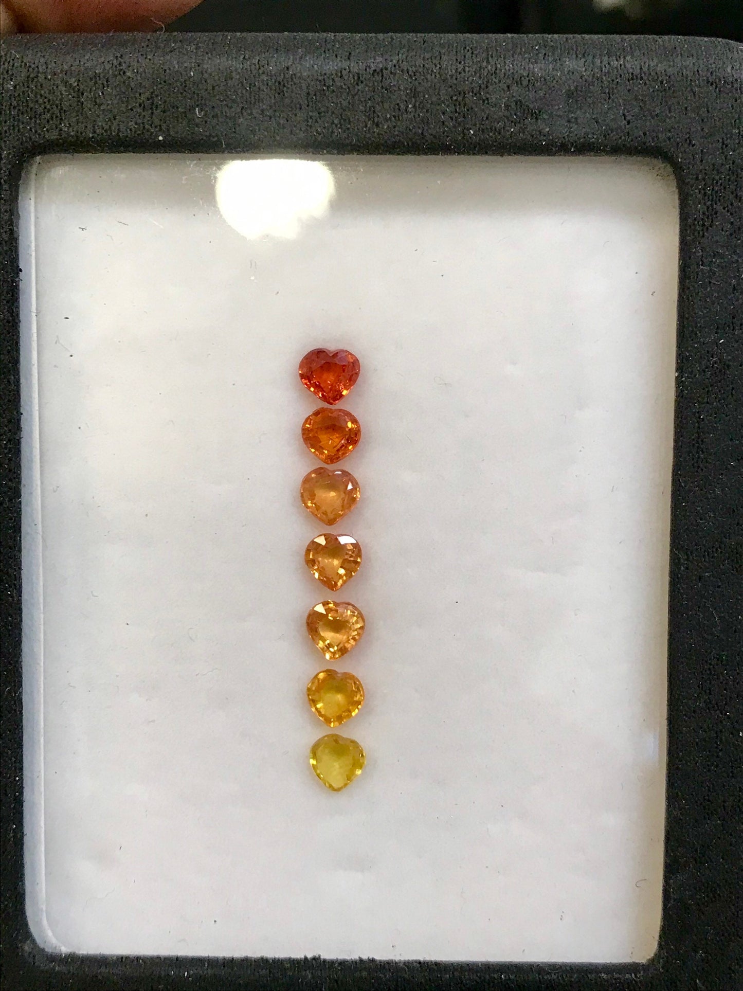 5mm 7 Stones Heartshape Orrenge to yellow Sapphires  Beautiful Set