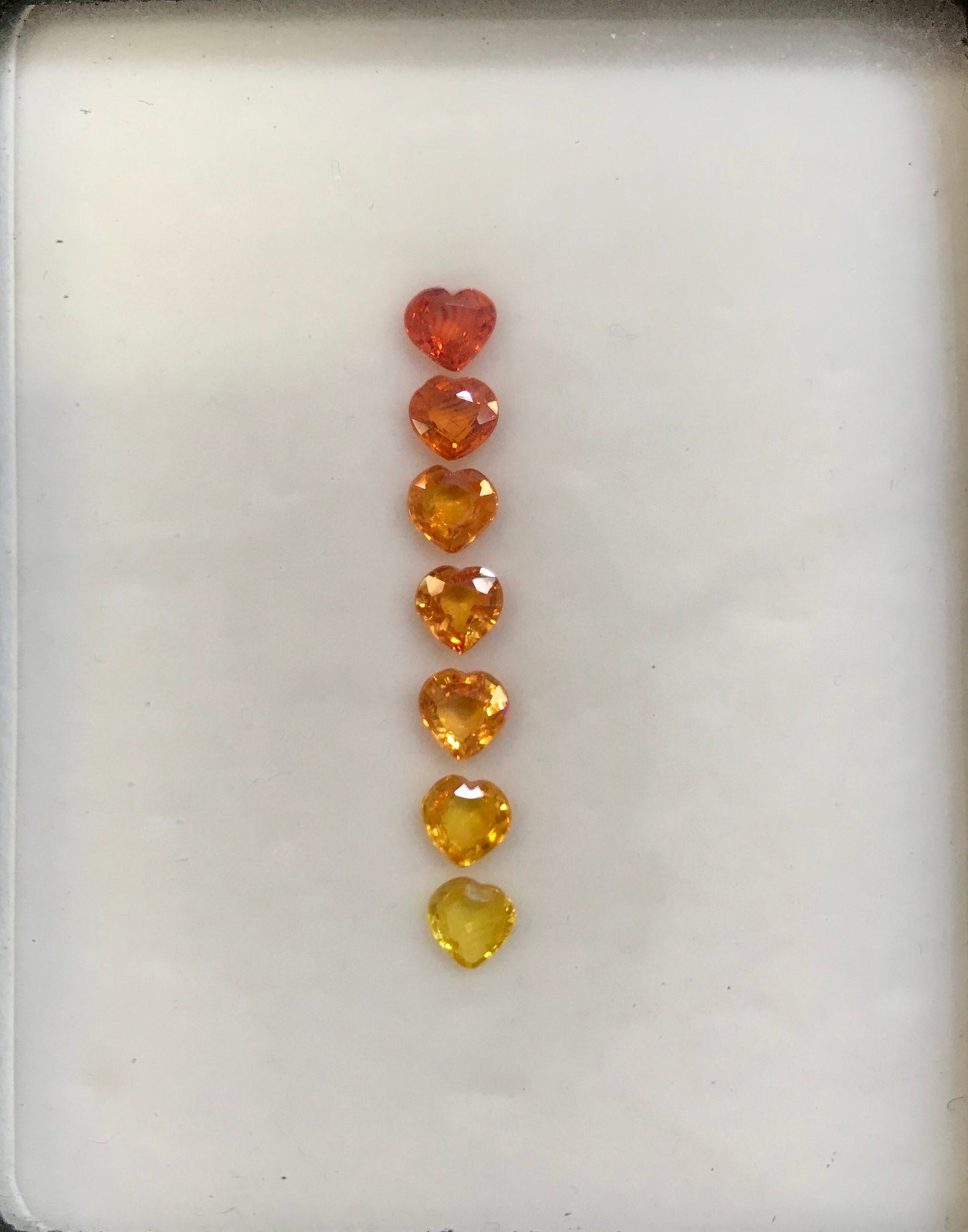 5mm 7 Stones Heartshape Orrenge to yellow Sapphires  Beautiful Set