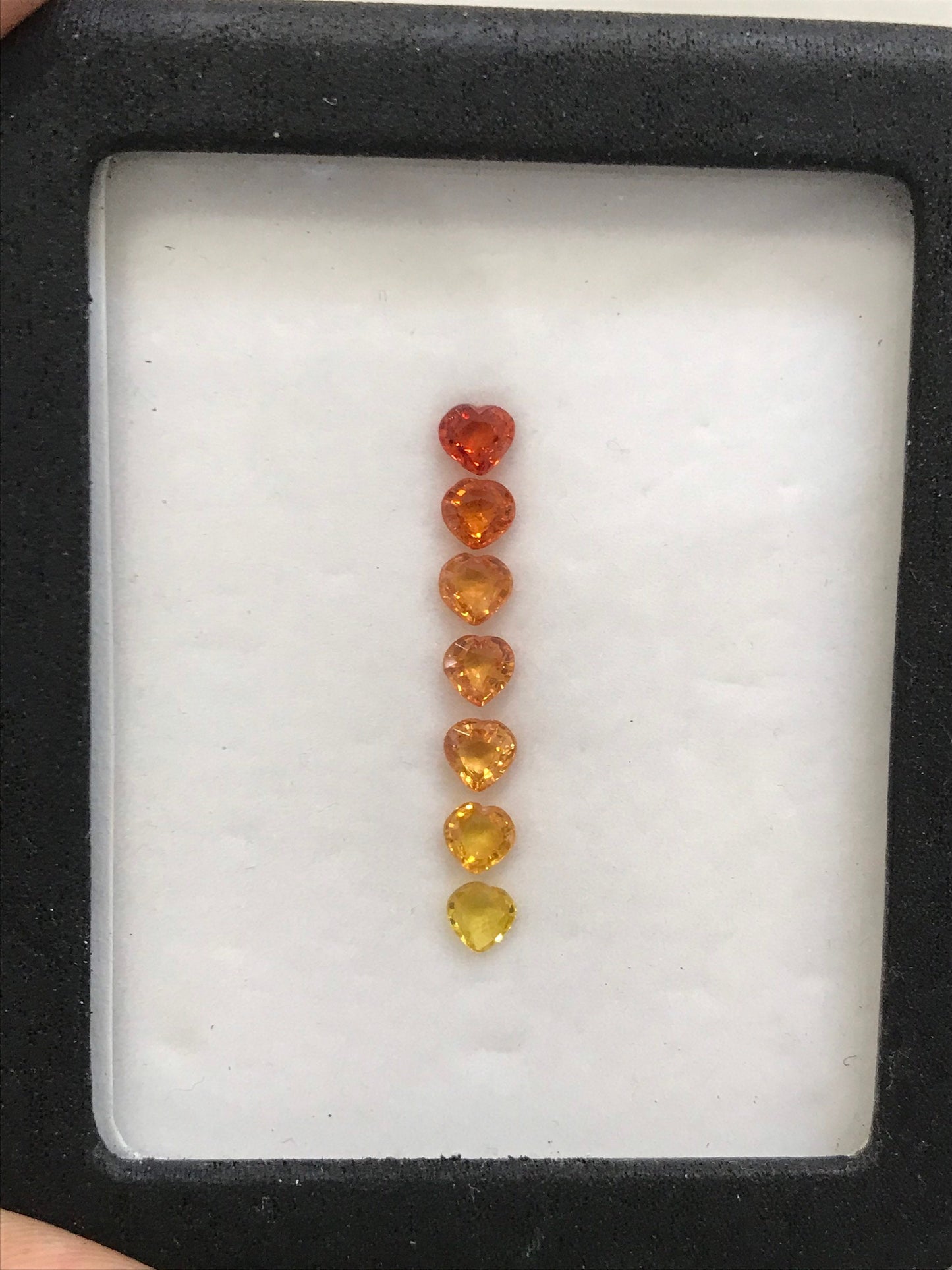 5mm 7 Stones Heartshape Orrenge to yellow Sapphires  Beautiful Set