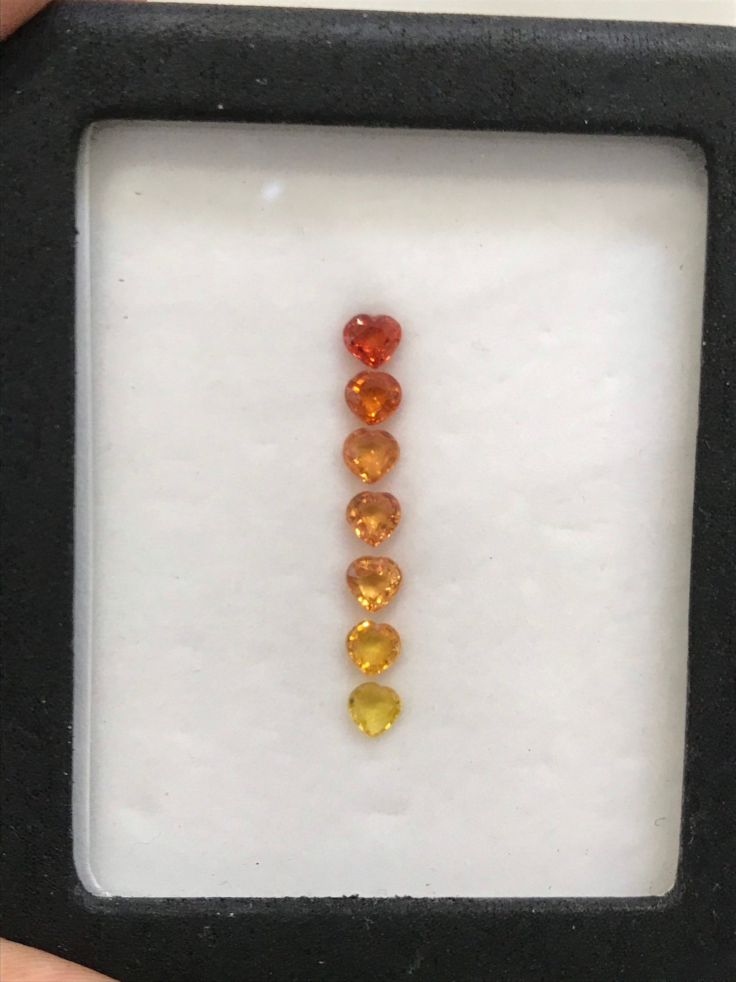 5mm 7 Stones Heartshape Orrenge to yellow Sapphires  Beautiful Set