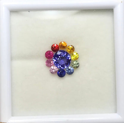 tanzanite center rainbow sapphire ring set, photo 3