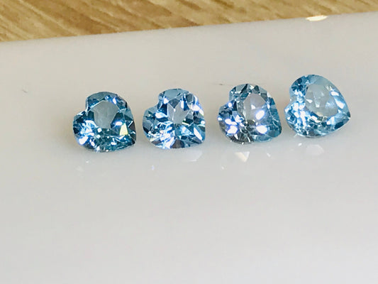 8mm Sky topaz Heartshape Excellent cut 4pcs sevral pack