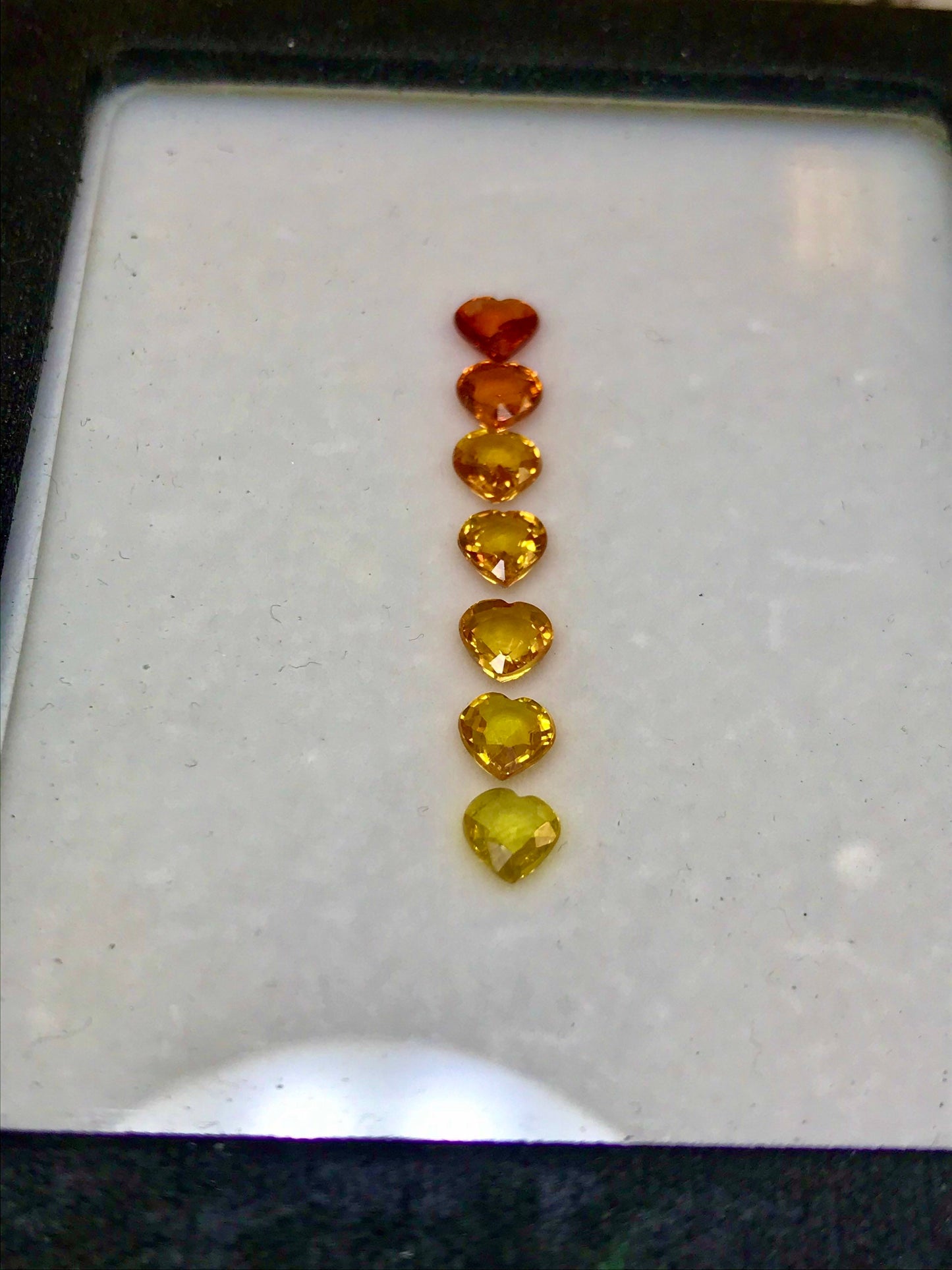 5mm 7 Stones Heartshape Orrenge to yellow Sapphires  Beautiful Set