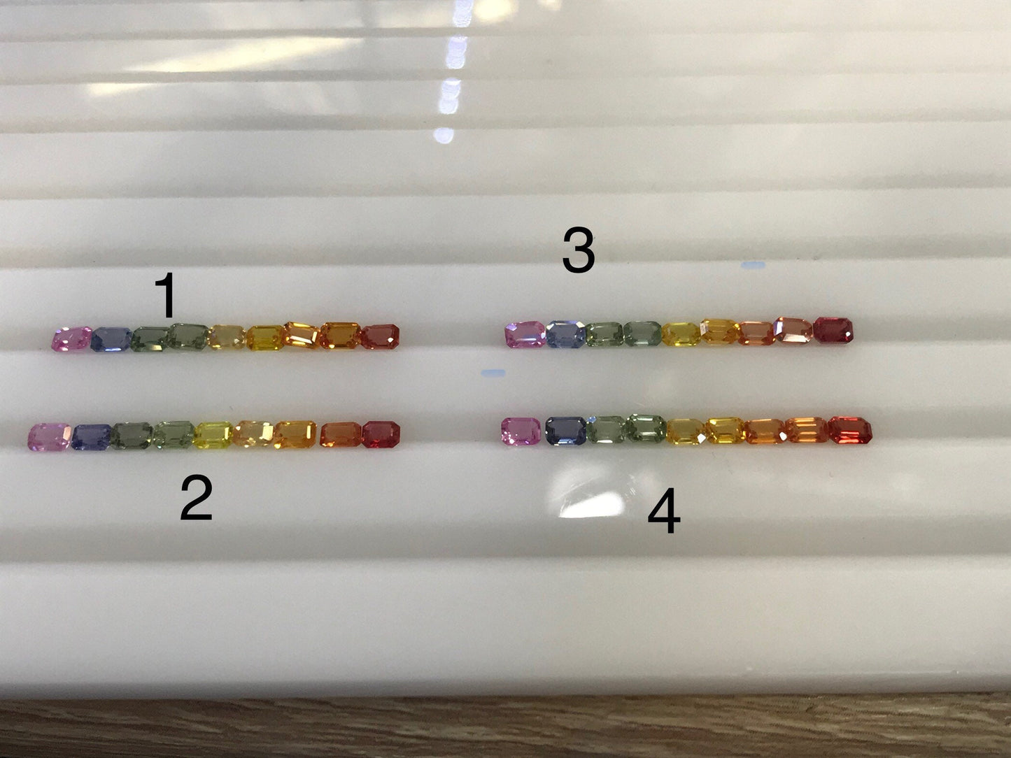 4x3mm Emeraldcut Rainbow sapphires Good Quality loose stones 1 ring set