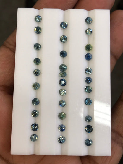 3mm teal sapphire round loose lot, photo 1