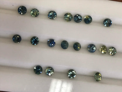 3.5mm teal blue sapphire round loose lot, photo 1