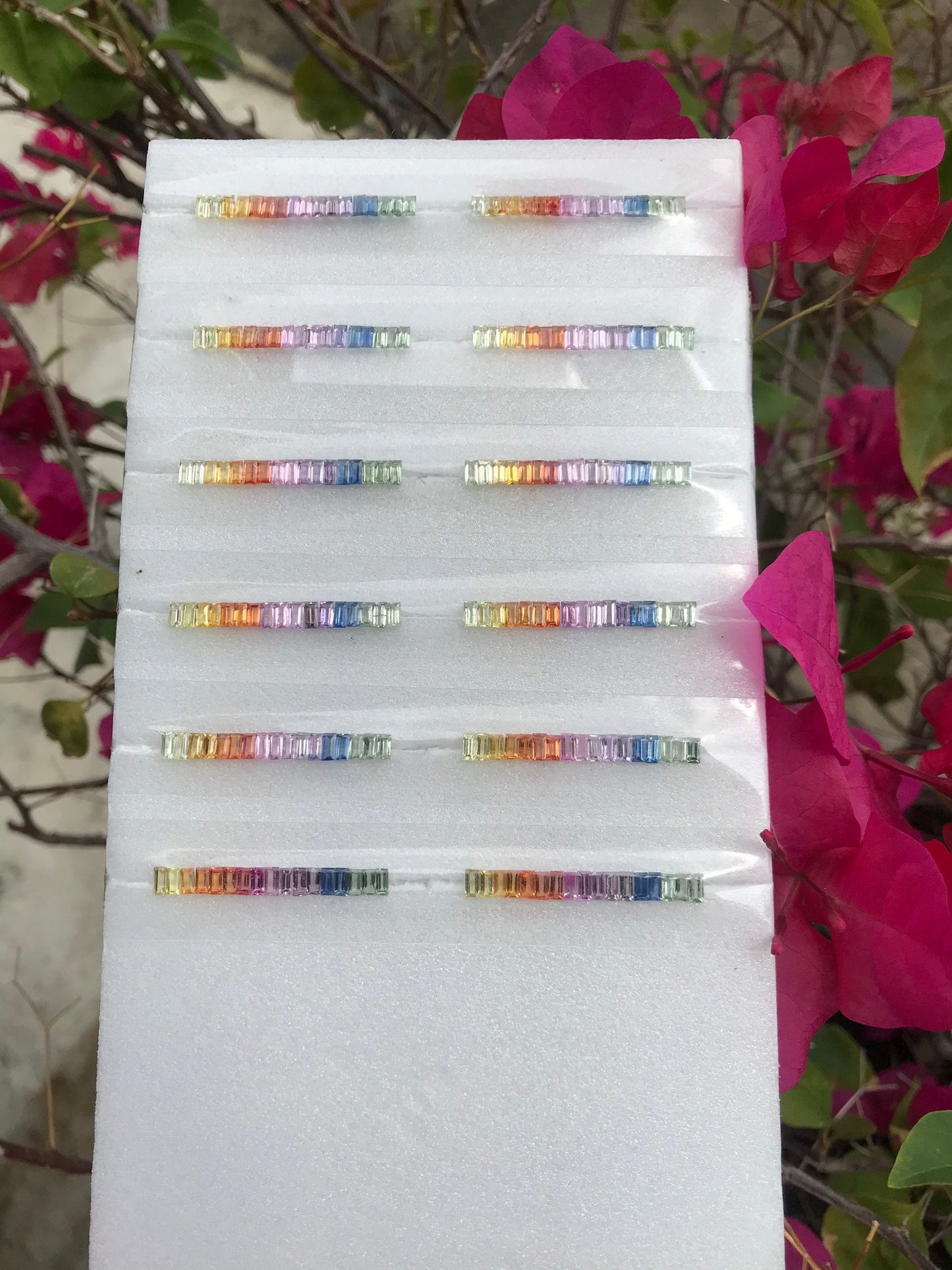 4x2mm Sapphires Rainbow Color Baguettes Very Good Quality Eternity Ring set