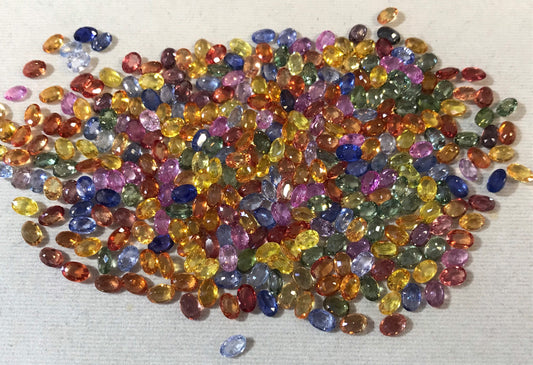 6x4mm Oval Good Quality Multi sapphires Rainbow colors 10 stones lot