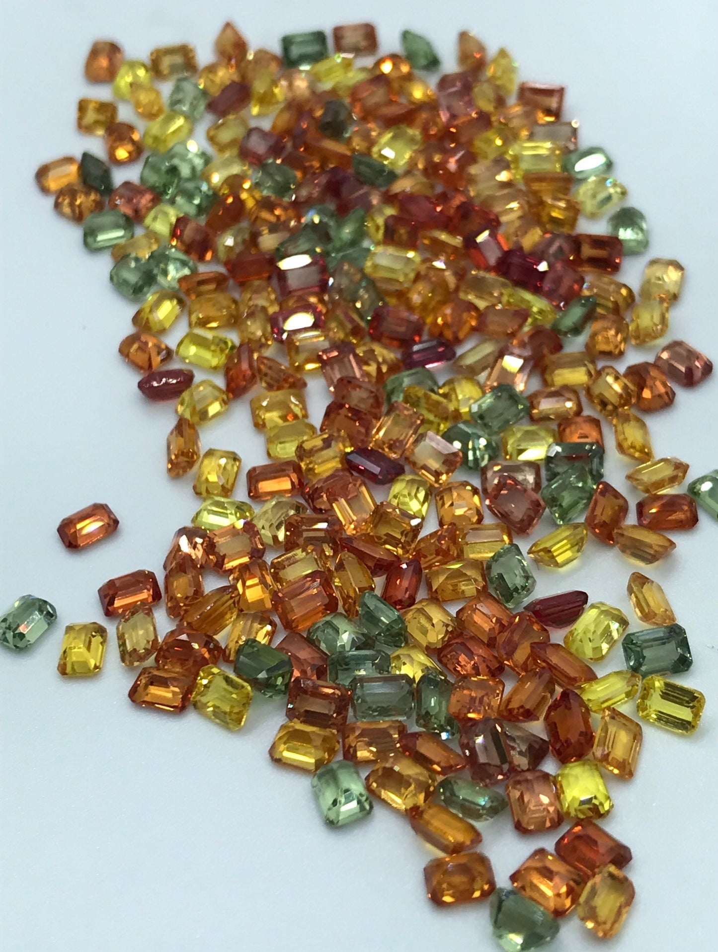 4x3mm  Top Quality Emeraldcut 3 Colors Orrenge Green Yellow Sapphires Good Quality Loose Stones 10 Stones Sevral Pack