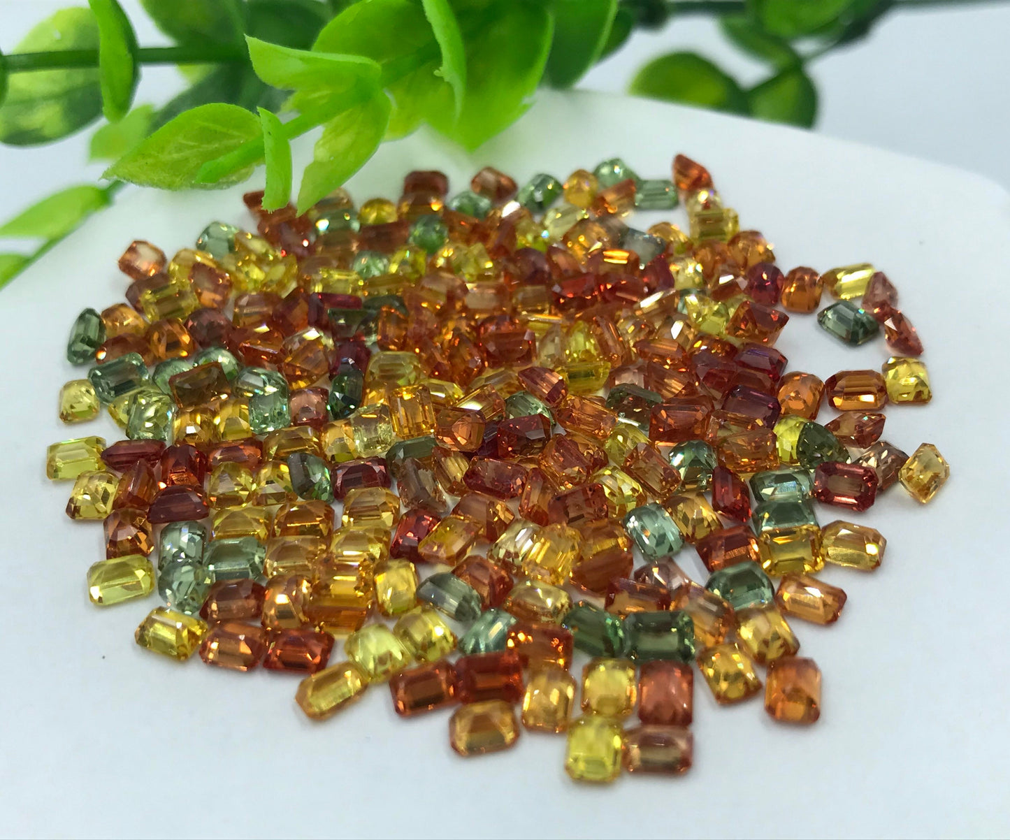 4x3mm  Top Quality Emeraldcut 3 Colors Orrenge Green Yellow Sapphires Good Quality Loose Stones 10 Stones Sevral Pack