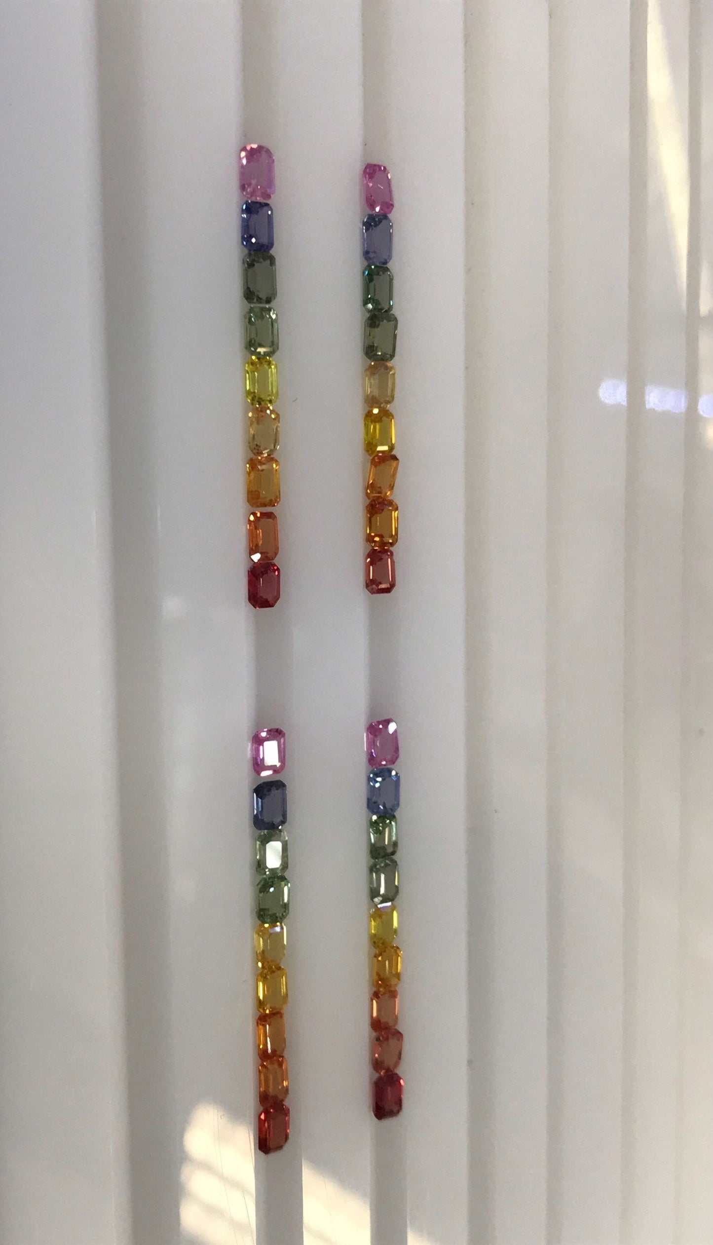 4x3mm Emeraldcut Rainbow sapphires Good Quality loose stones 1 ring set