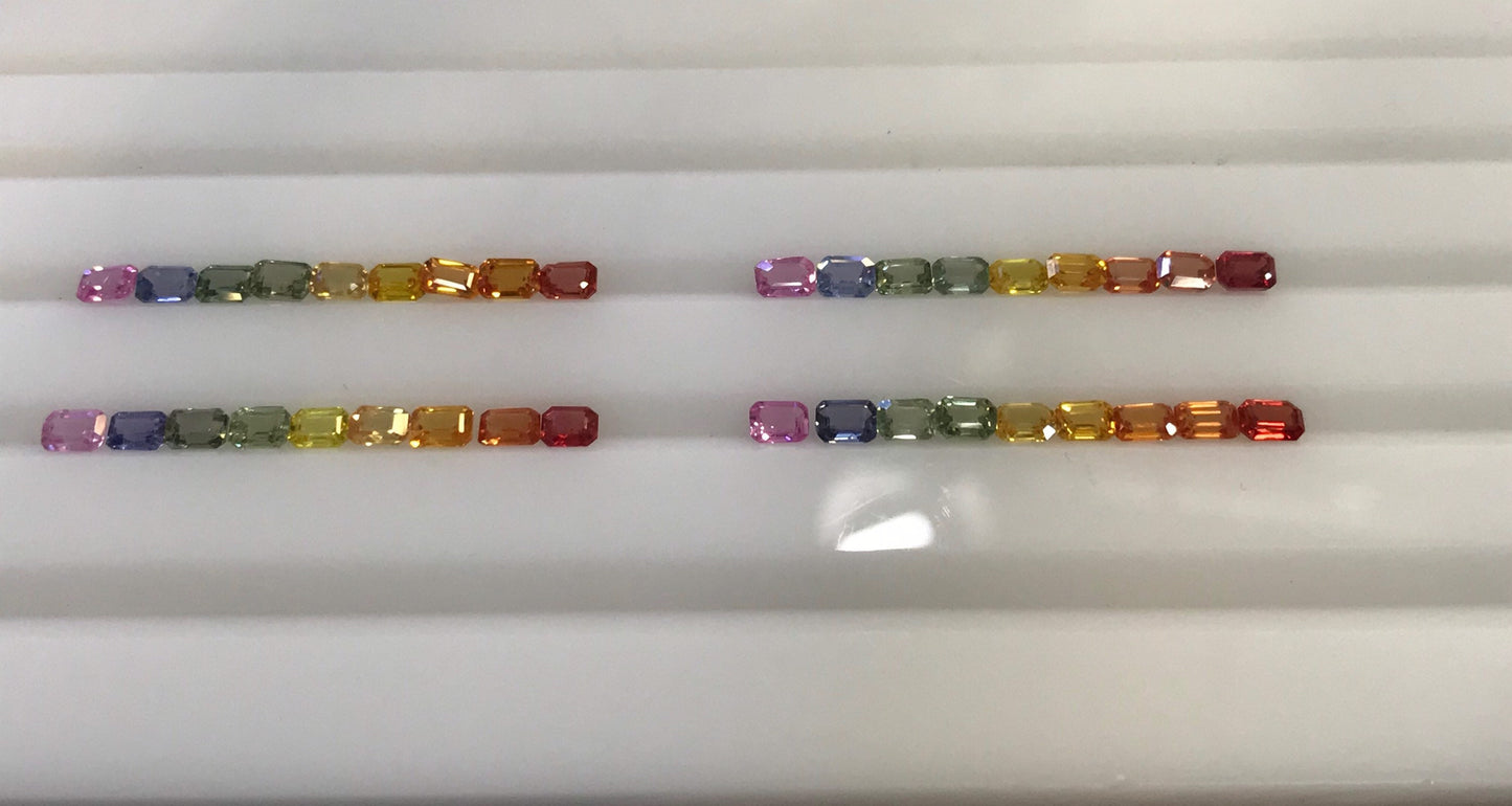 4x3mm Emeraldcut Rainbow sapphires Good Quality loose stones 1 ring set