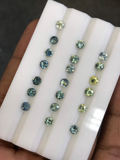 3.5mm teal blue sapphire round loose lot, photo 2
