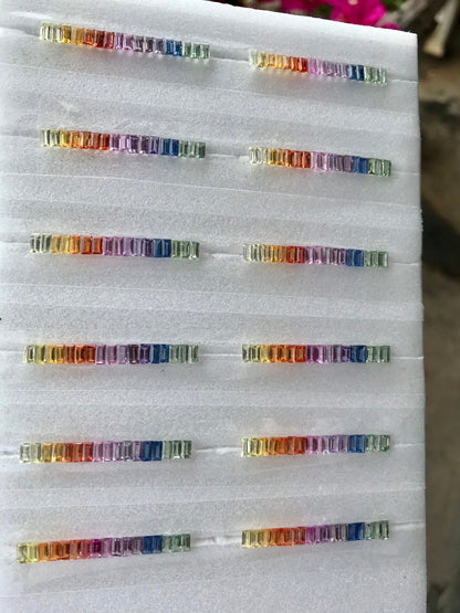 4x2mm rainbow sapphire baguette eternity, photo 1