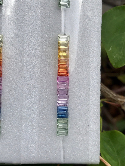 4x2mm rainbow sapphire baguette eternity, photo 3