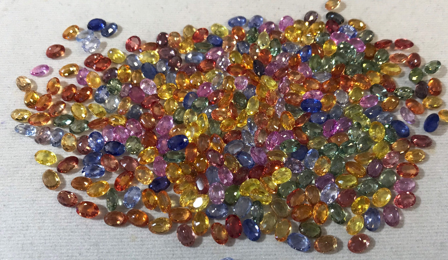 6x4mm Oval Good Quality Multi sapphires Rainbow colors 10 stones lot