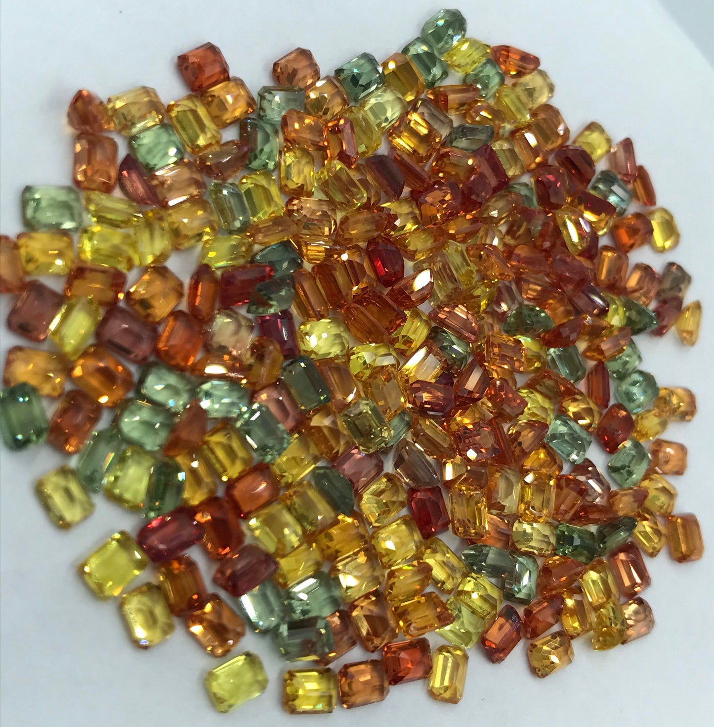 4x3mm  Top Quality Emeraldcut 3 Colors Orrenge Green Yellow Sapphires Good Quality Loose Stones 10 Stones Sevral Pack