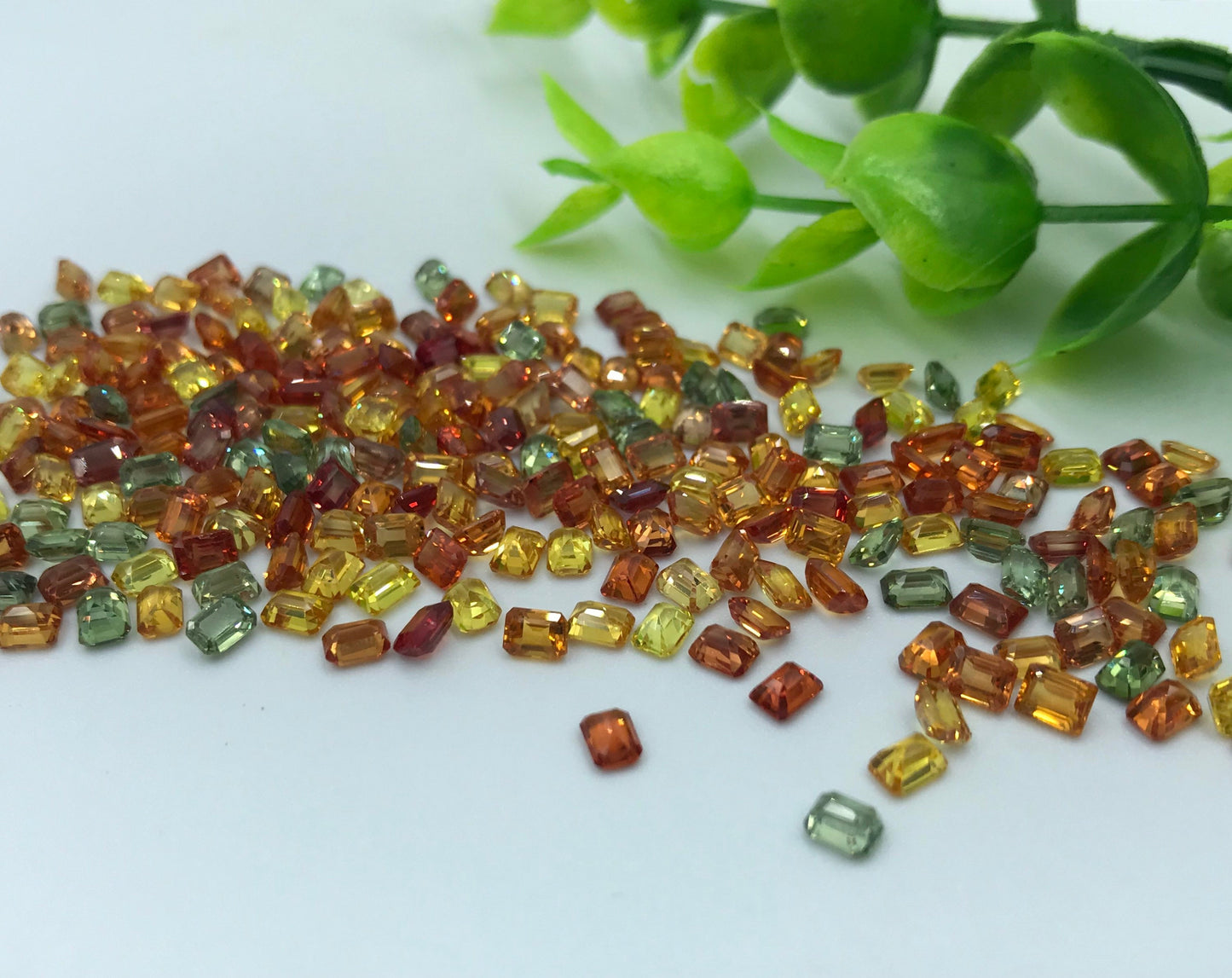 4x3mm  Top Quality Emeraldcut 3 Colors Orrenge Green Yellow Sapphires Good Quality Loose Stones 10 Stones Sevral Pack