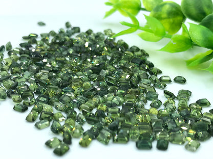 4x3mm green sapphire emerald cut lot, photo 1