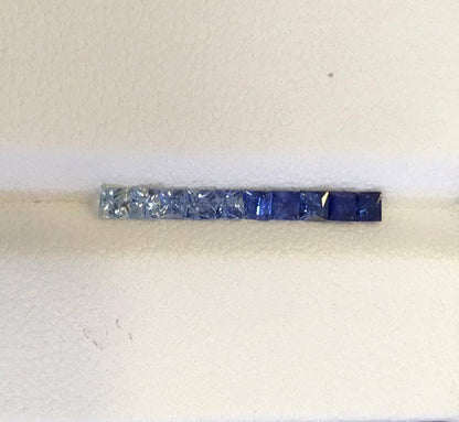 2.2mm blue sapphire princess cut ring set, photo 2