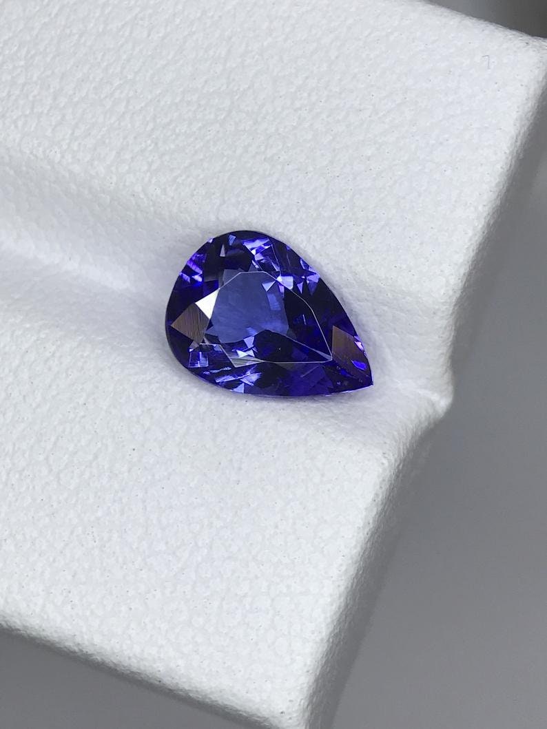 1.92 Carats Natural Flawless Top Blue Color Pear Cut Tanzanite Merelanimine December Birthstone Lt #26