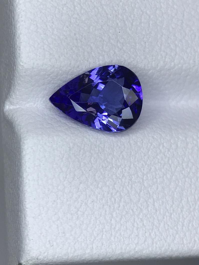 1.92 Carats Natural Flawless Top Blue Color Pear Cut Tanzanite Merelanimine December Birthstone Lt #26