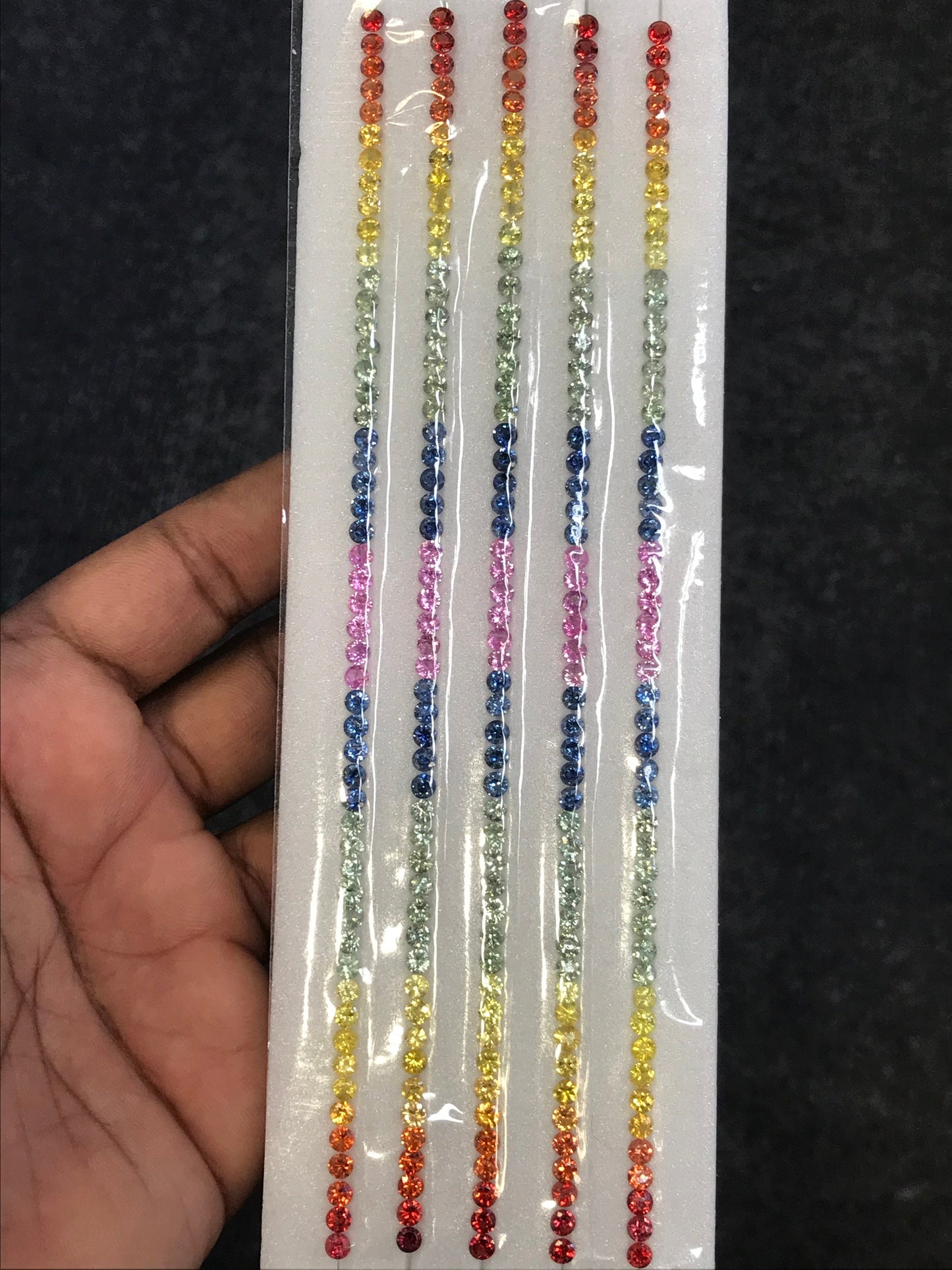 3.5mm Rounds Rainbow Sapphires Good Quality Tennis Bracelet set 7inch Diamond cut Rounds 52 Stones Loose 1 set