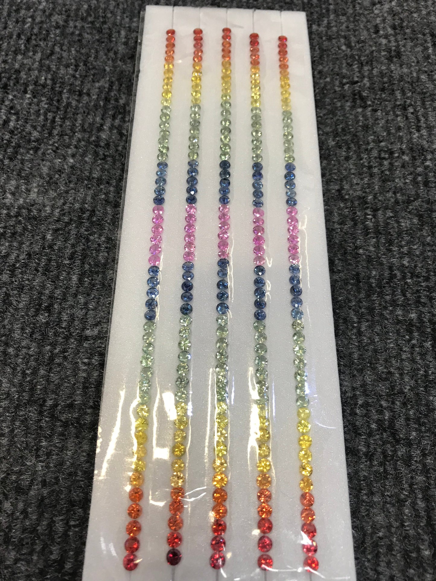 3.5mm Rounds Rainbow Sapphires Good Quality Tennis Bracelet set 7inch Diamond cut Rounds 52 Stones Loose 1 set