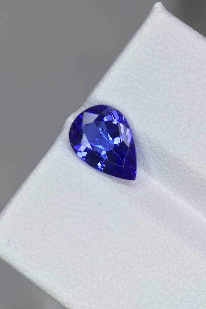 1.55 Carats Natural Flawless Good Blue Color Pear Cut Tanzanite Merelanimine December Birthstone Lt #27