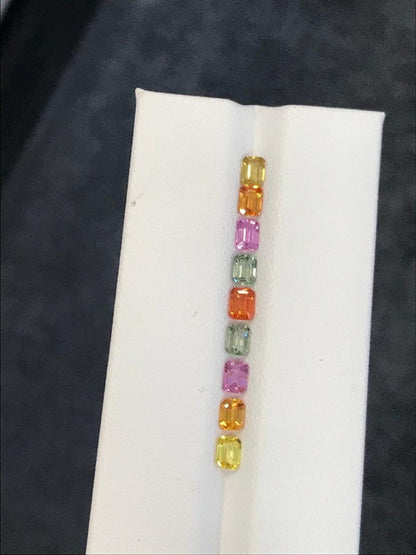 4x3mm rainbow sapphire emerald cut ring, photo 1