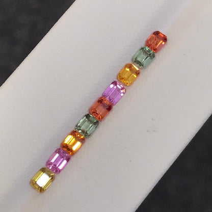 4x3mm rainbow sapphire emerald cut ring set, photo 1