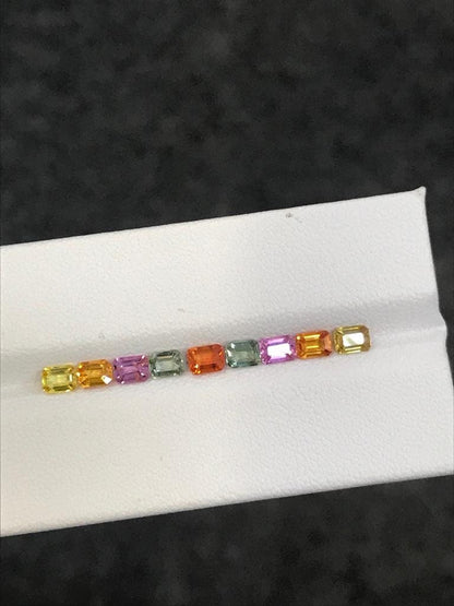 4x3mm rainbow sapphire emerald cut ring, photo 3