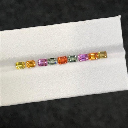4x3mm rainbow sapphire emerald cut ring, photo 2