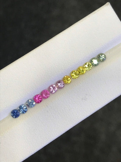 3.2mm rainbow sapphire round ring set, photo 2