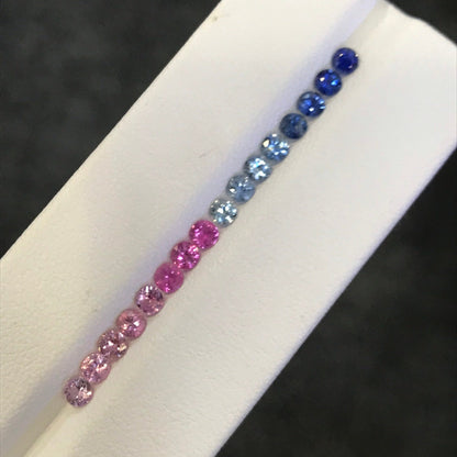 3.2mm blue-pink sapphire round ring set, photo 1
