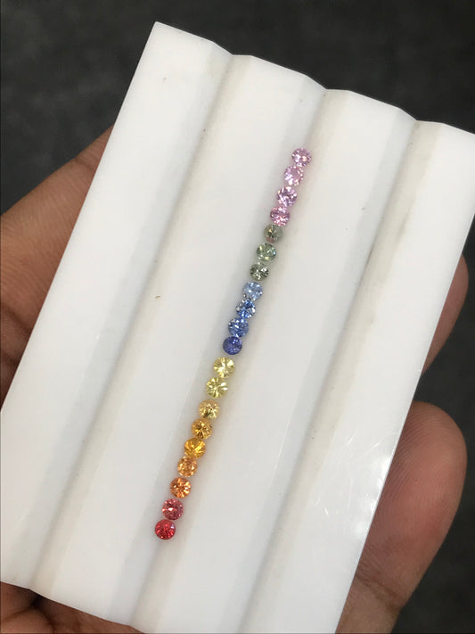 2.5mm Round cut Rainbow  sapphires Good Quality loose 20 stones  Loose Eternity 1 ring  Set