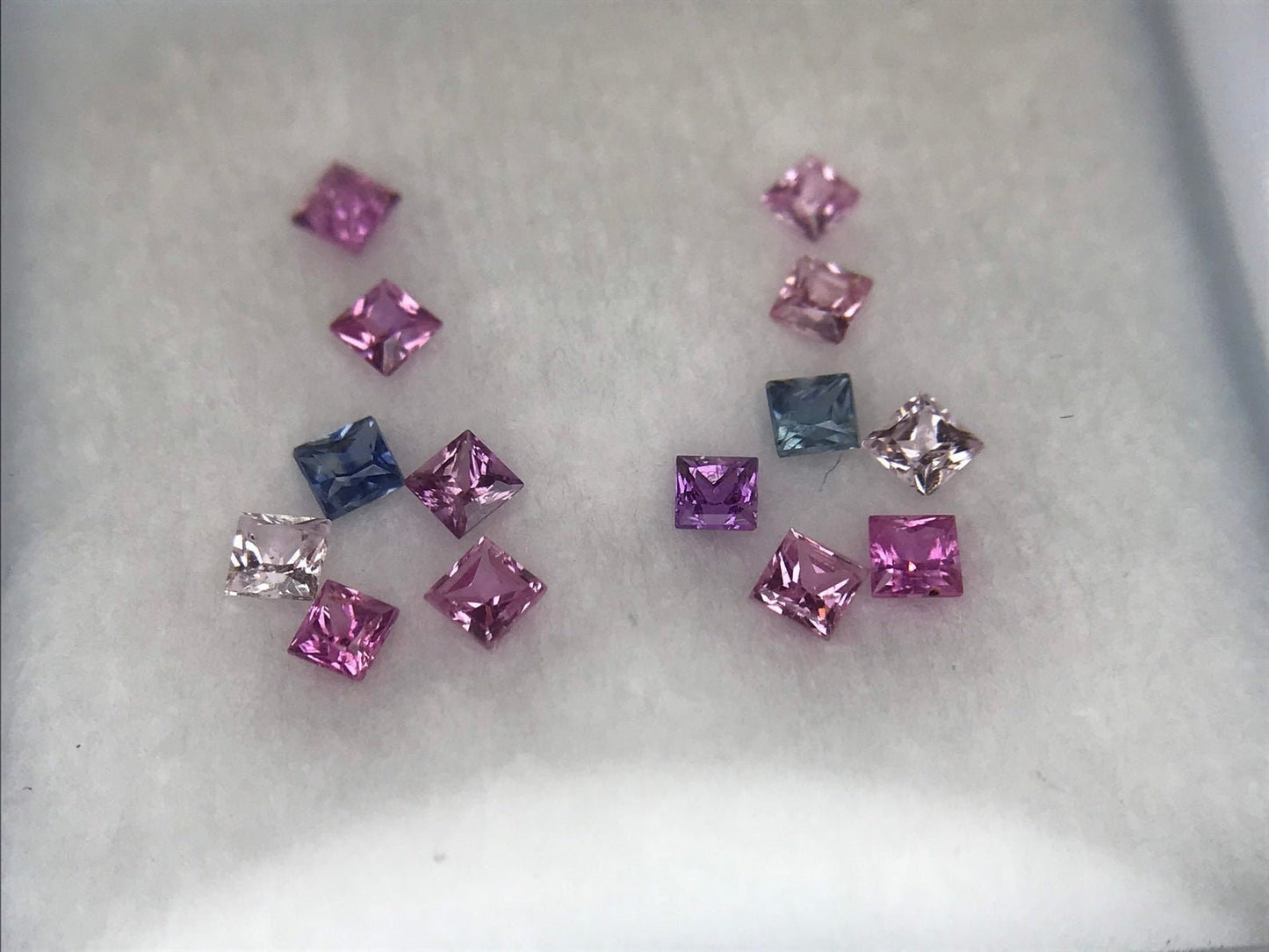 2.3mm Fancy sapphires Square Princes cut Earring Set 14 Stone