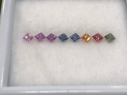2.3mm rainbow sapphire princess ring set, photo 3