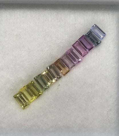 4x2mm unheated sapphire baguette ring set, 13 stones, photo 2