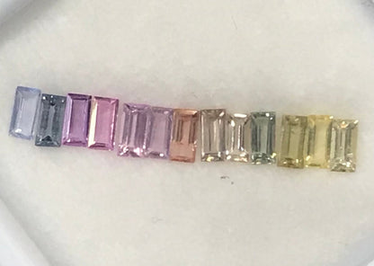 4x2mm unheated sapphire baguette ring set, 13 stones, photo 4