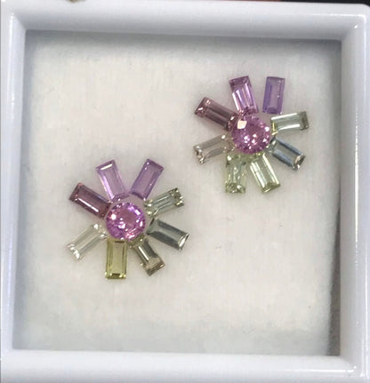 4x2mm no-heat fancy sapphire earring set, photo 2