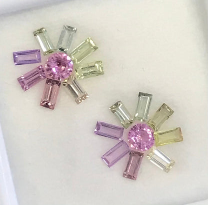 4x2mm no-heat fancy sapphire earring set, photo 4
